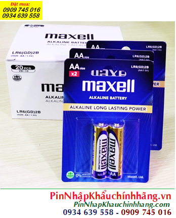 COMBO 01hộp 10vỉ=20viên Pin AA 1.5v Alkaline Maxell LR6(GD)2B, Giá chỉ 155.000/ Hộp